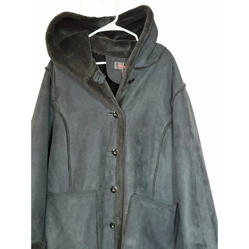 VTG Witch Winter Mystical Boho Penny Lane Coat XL Vegan Suede Long Hooded Jacket